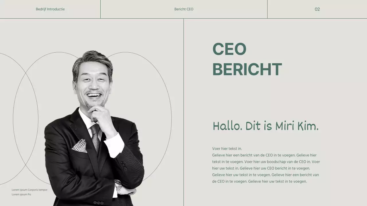 Een eenvoudig groen en beige bedrijfsprofiel