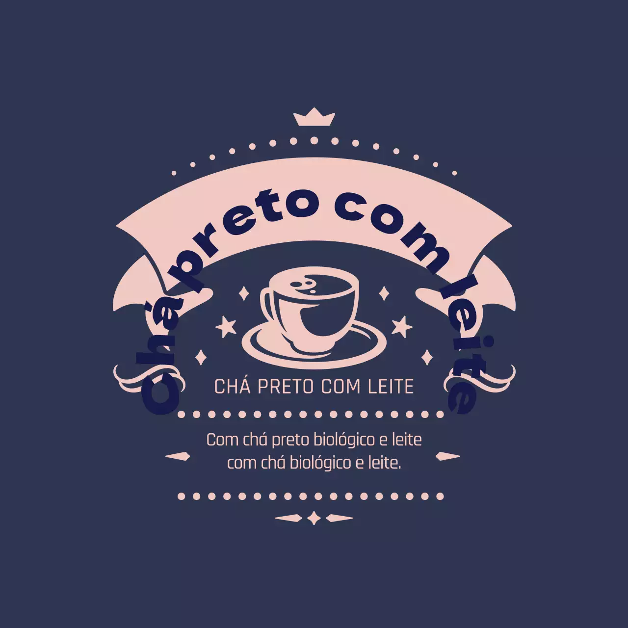 Rótulo de chá de leite ilustrado rosa-marinho