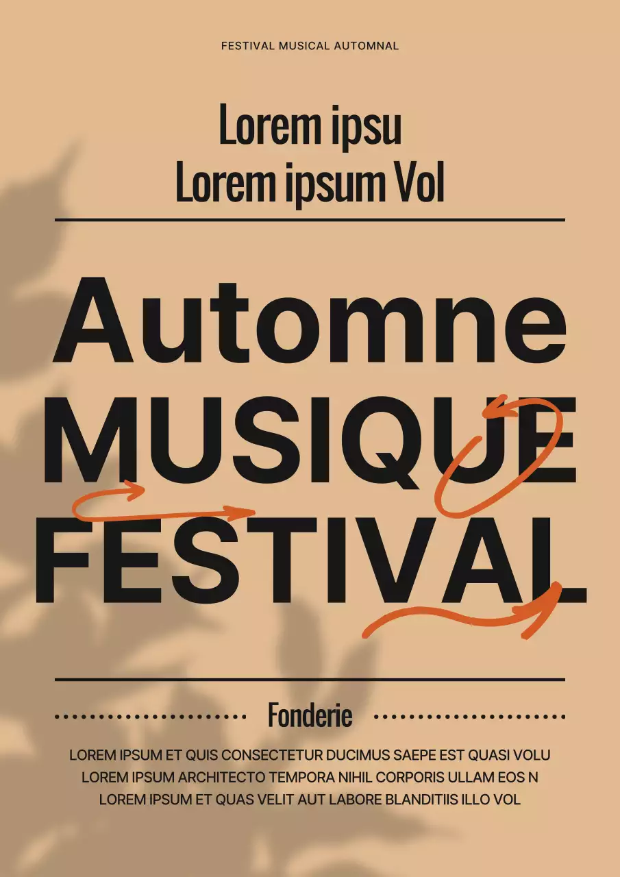 Typographie beige et noire pour l'annonce d'un festival de musique en automne