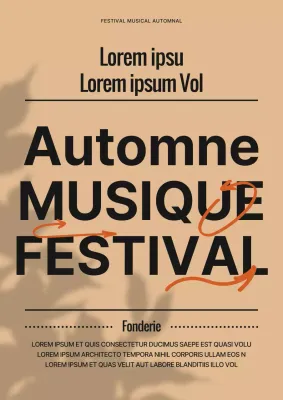Typographie beige et noire pour l'annonce d'un festival de musique en automne