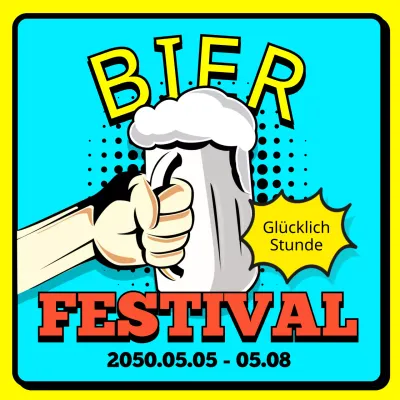 Förderung von Bierfesten in Hellblau und Gelb