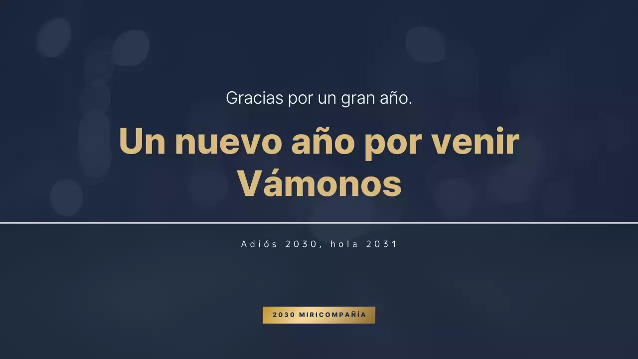 Presentación para el informe de resultados de fin de año en azul marino dorado