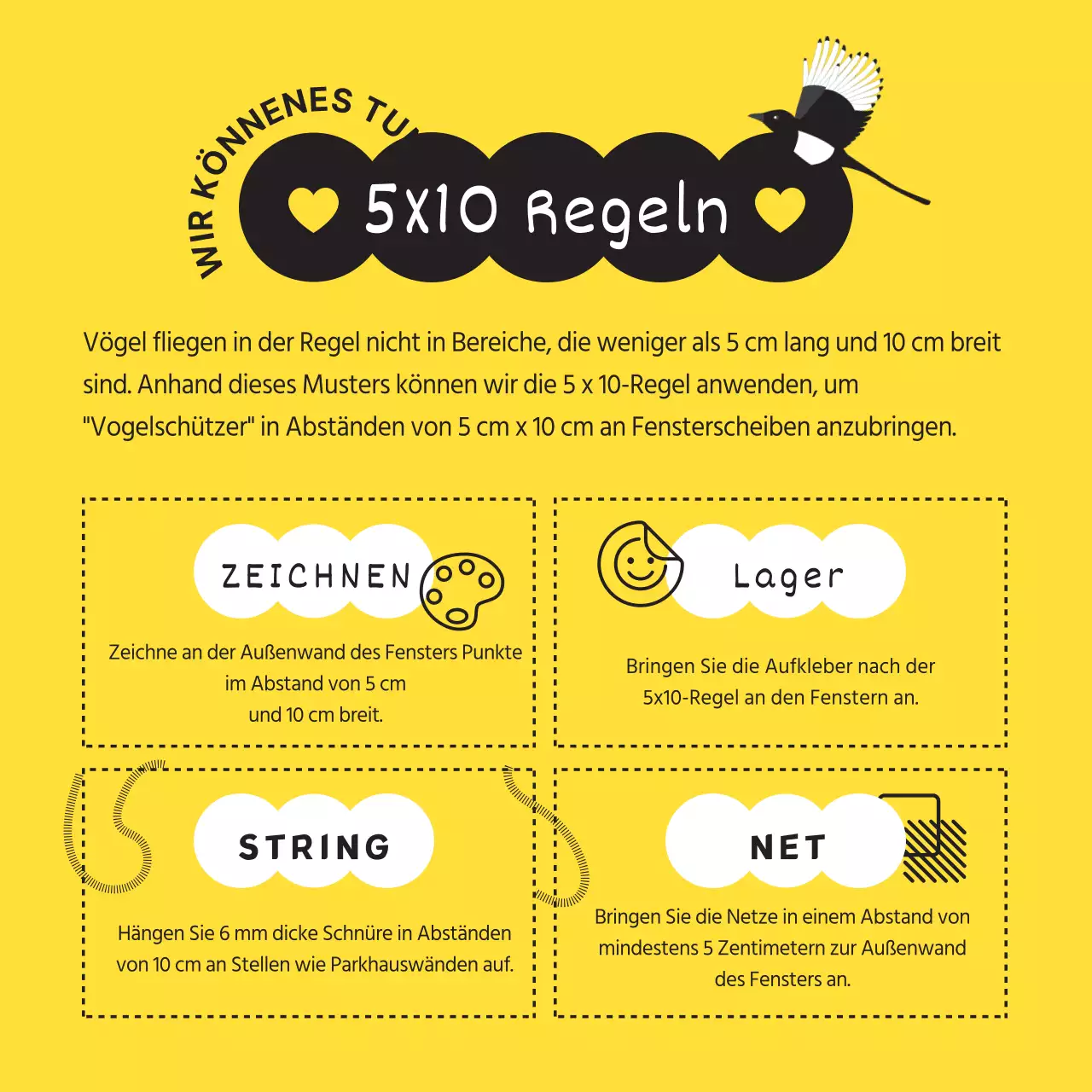 Holen Sie sich einen einfachen Wildvogel in Schwarz und Gelb