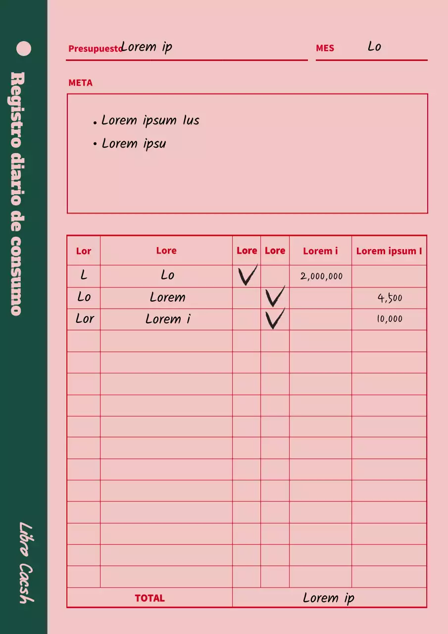 Documento de entrada de bolsillo de estilo retro en rosa y verde