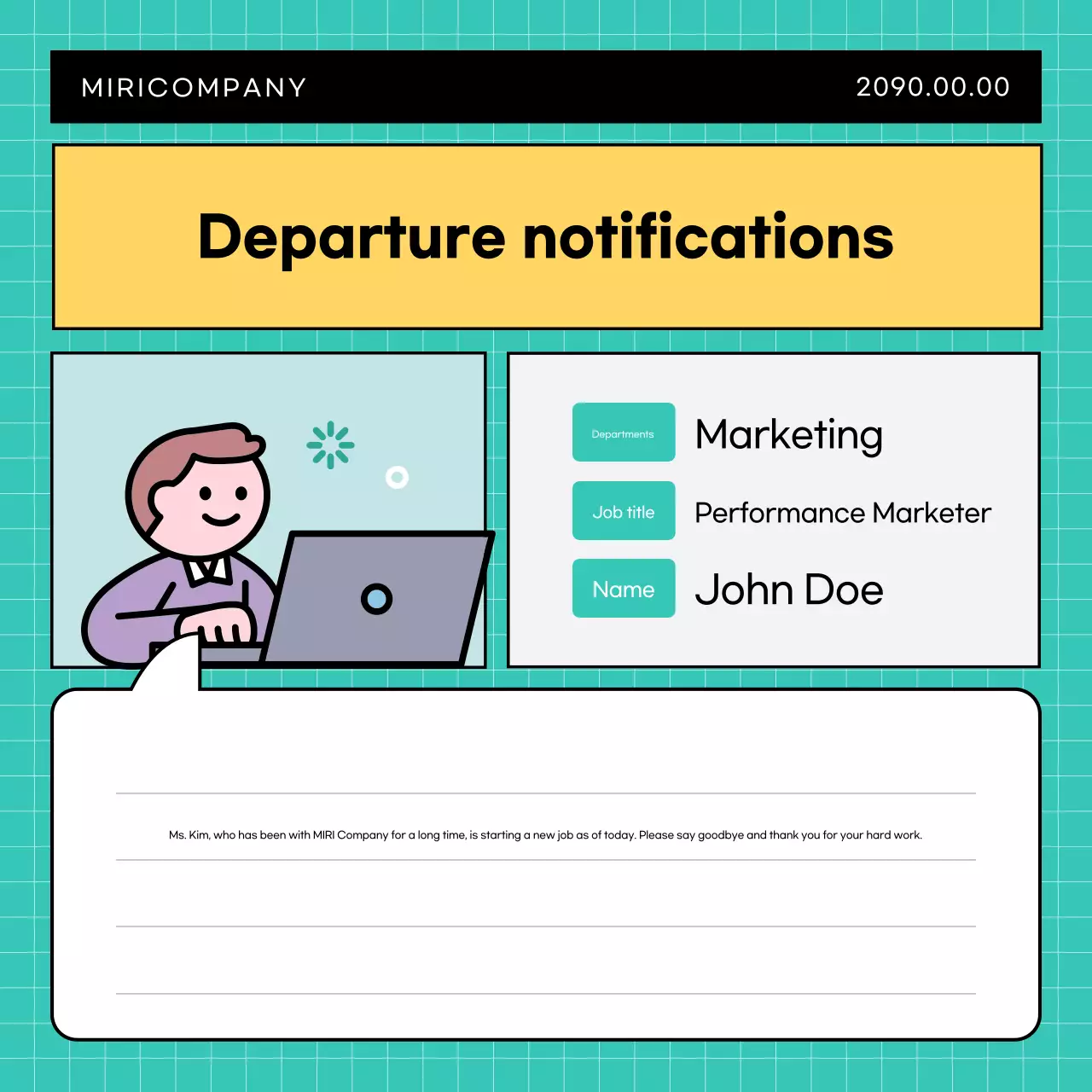 Anúncio simples de empresa em azul claro