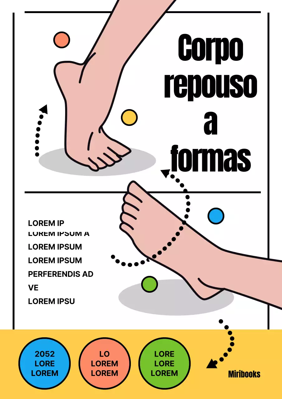 Livro de saúde de exercícios para os pés amarelo e azul