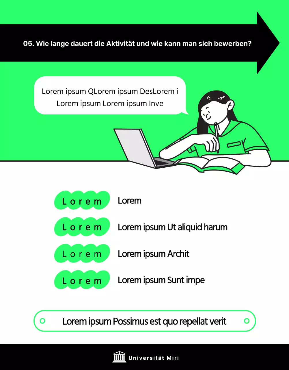 Erläuterung der Anwerbung internationaler Studenten in weißer und schwarzer Schrift