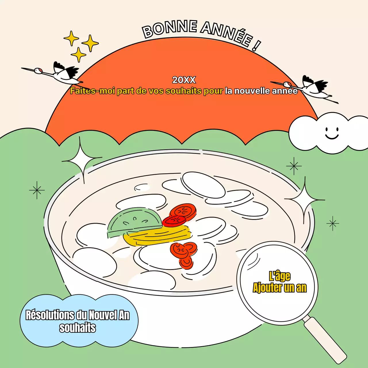 Illustrations mignonnes du Nouvel An
