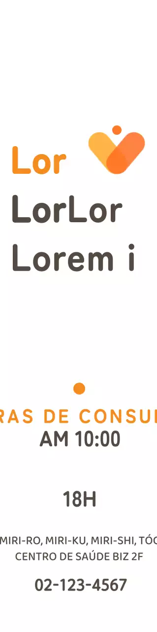 Um sinal de centro de apoio à saúde com um logótipo simples e informações em laranja e castanho escuro.