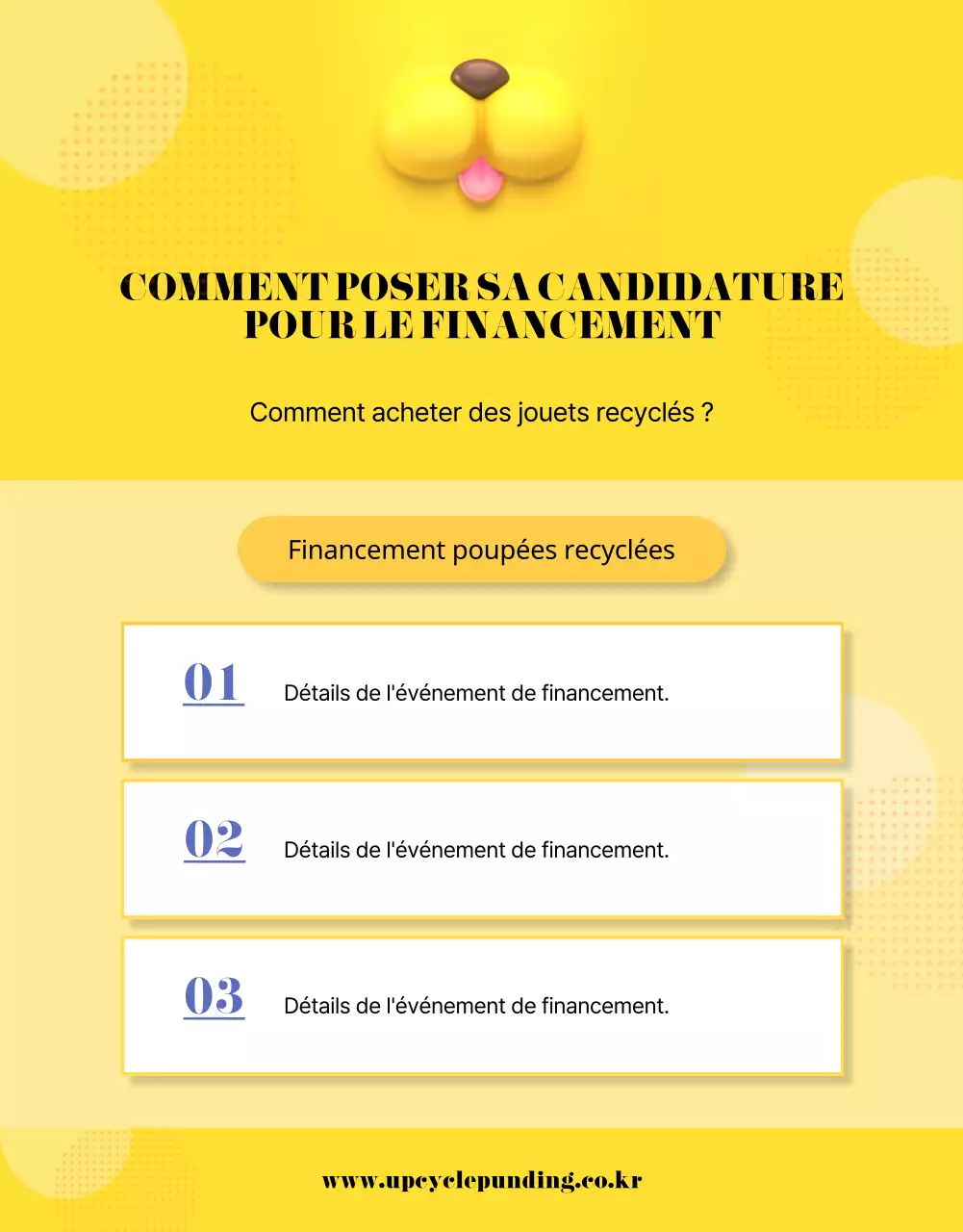 Guide pour le financement d'une peluche jaune