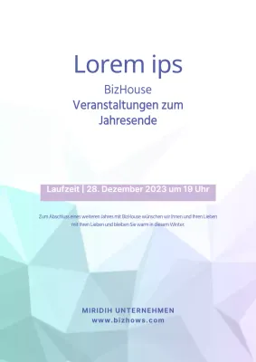 Ein einfaches blaues und weißes Plakat für eine Firmenweihnachtsfeier