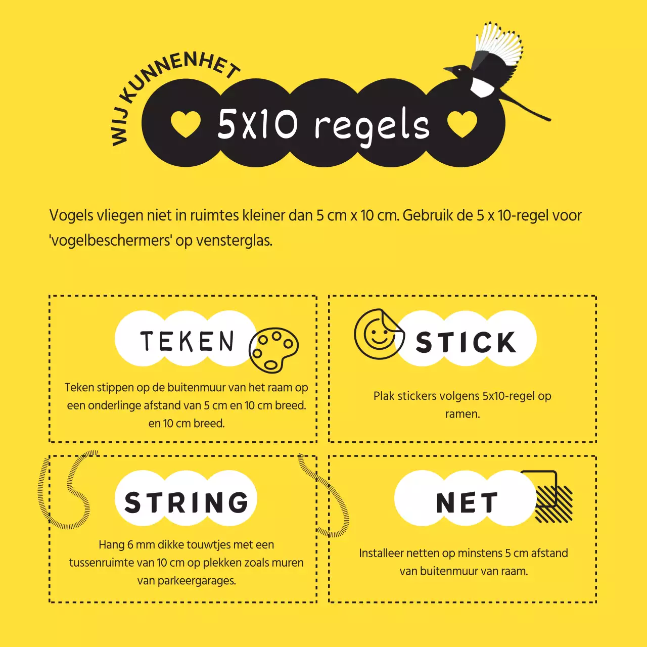 Koop een eenvoudige wilde vogel in zwart en geel