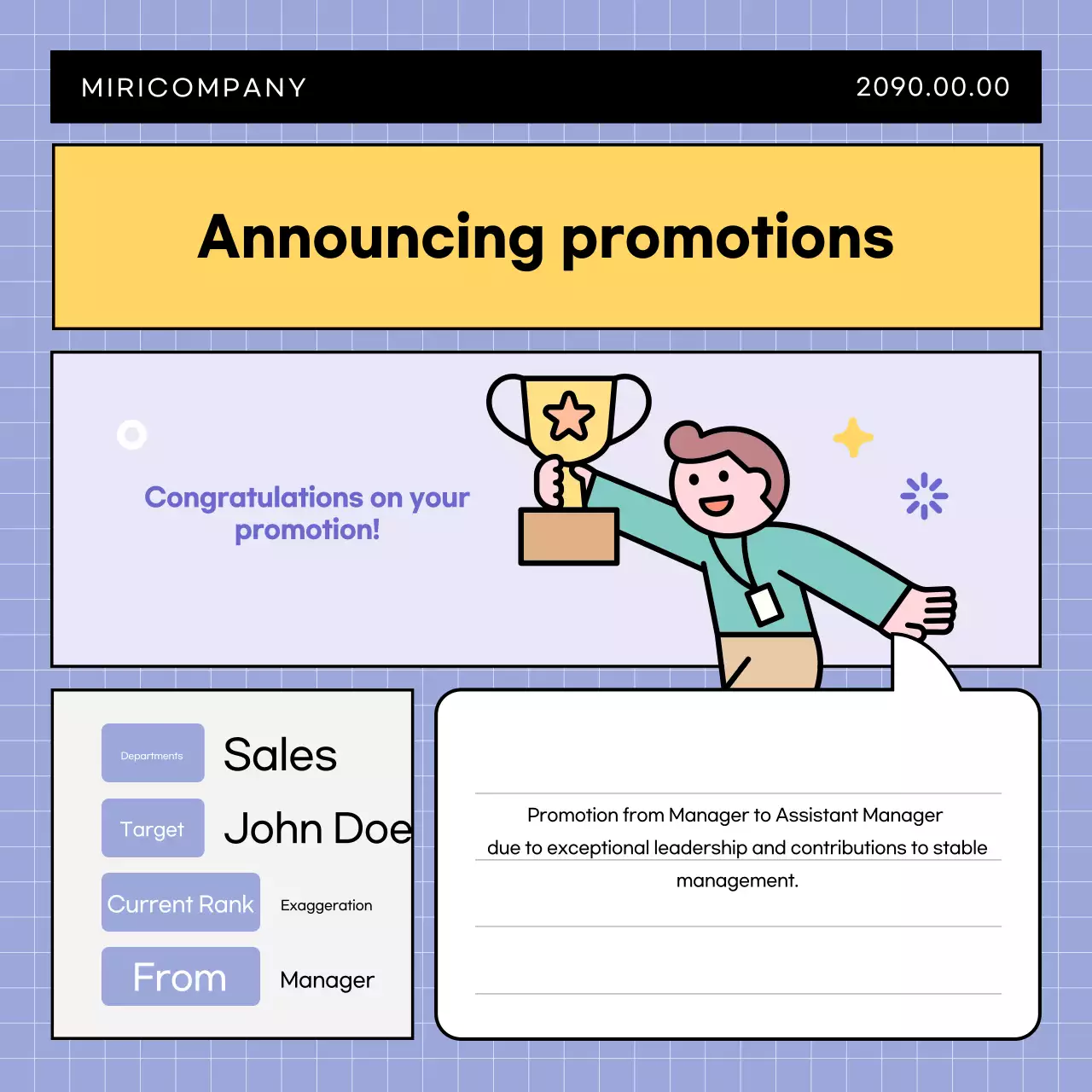 Anúncio simples de empresa em azul claro