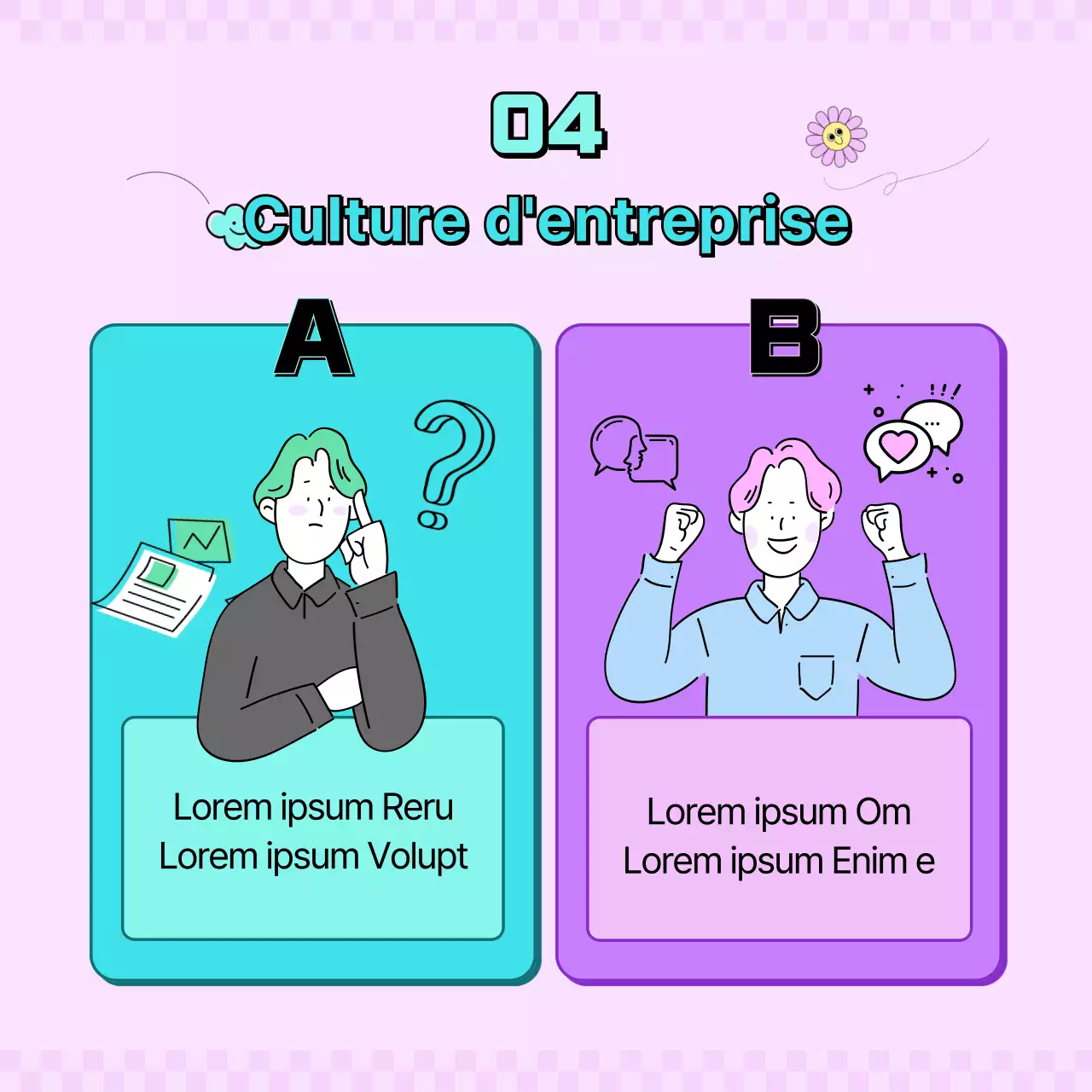 Jeu d'équilibre pour employé de bureau rose, violet et menthe CardNews