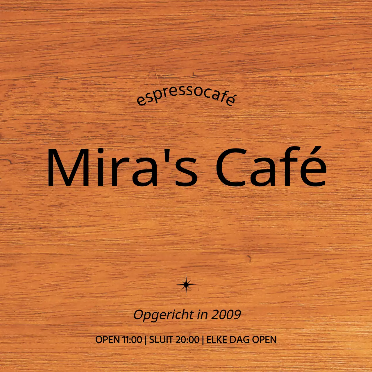 Eenvoudig café-ontwerp met zwarte tekst