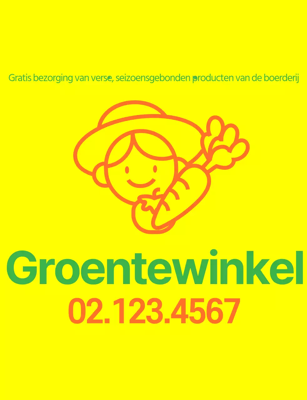 Groentenwinkel vest met eenvoudige lijnillustratie in geel groen en oranje