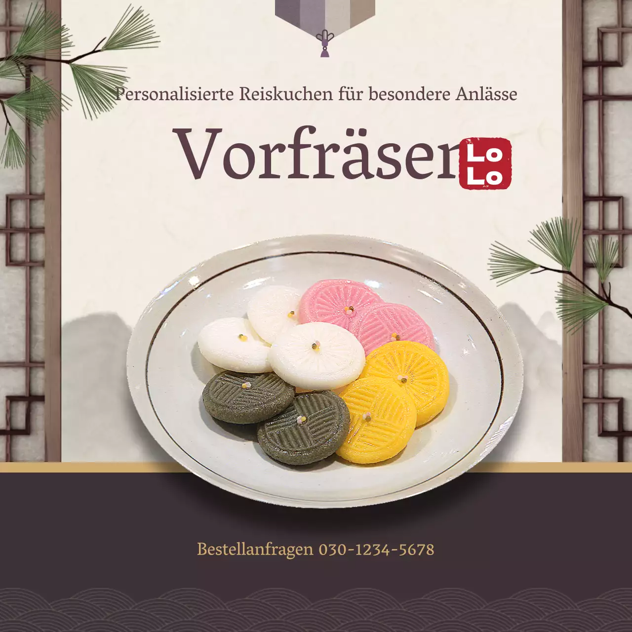 Traditionelle Motive aus roter Bohnenpaste und ein luxuriöses Konzept zur Förderung von Reiskuchen