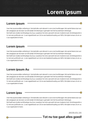 Een nonchalante, zwart-gele sollicitatiebrief met een nonchalant concept