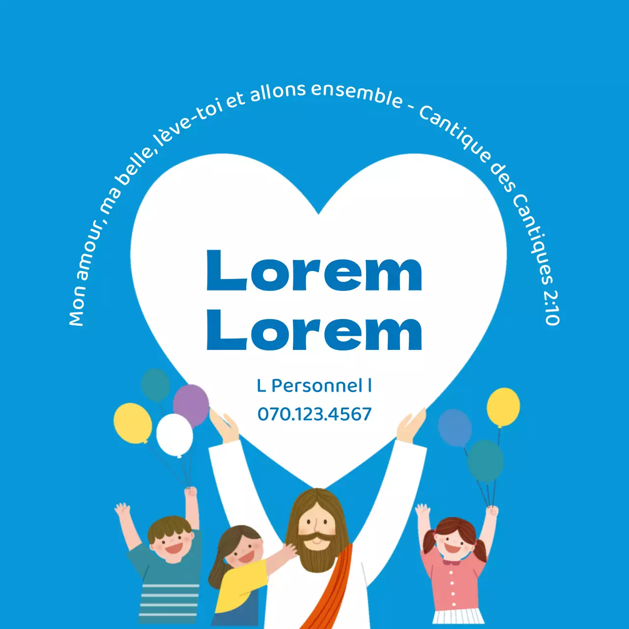 Illustration d'un personnage bleu clair, église