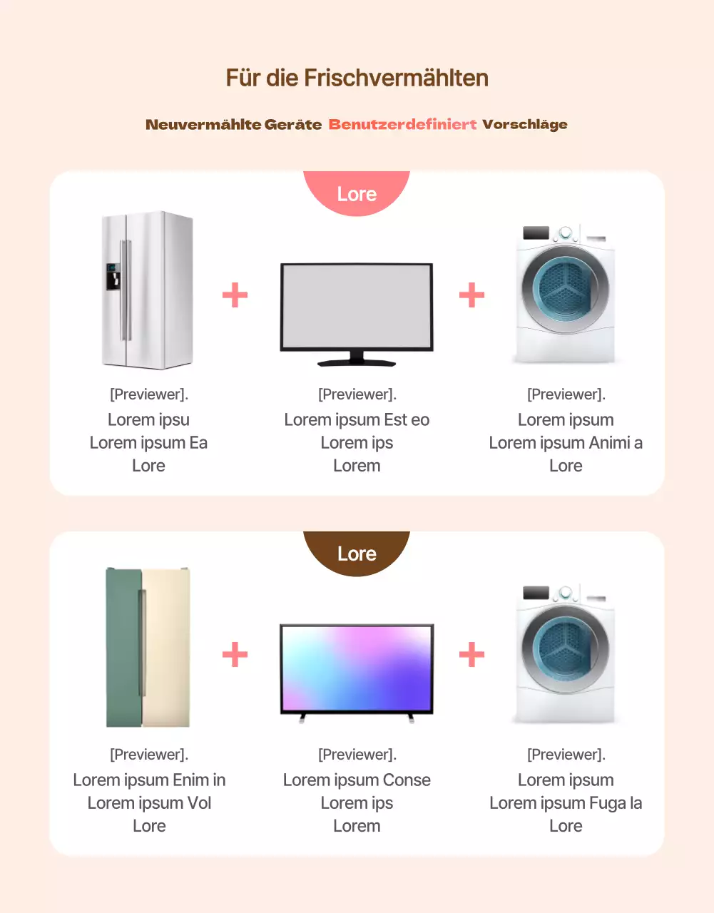 Rosa und hellbeige Geräte Hochzeit Paket Deal