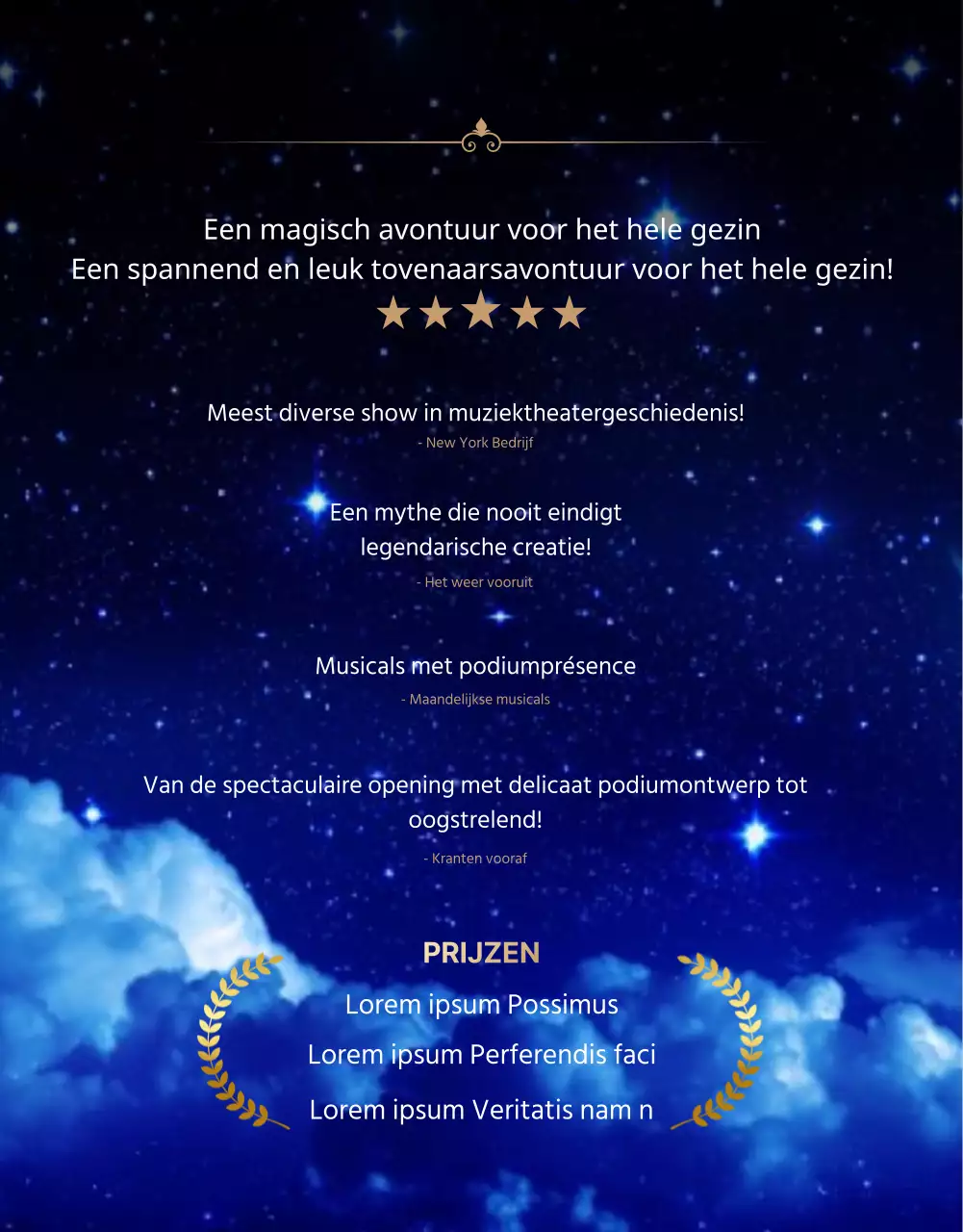Een magische sterrenmusical in paars en blauw