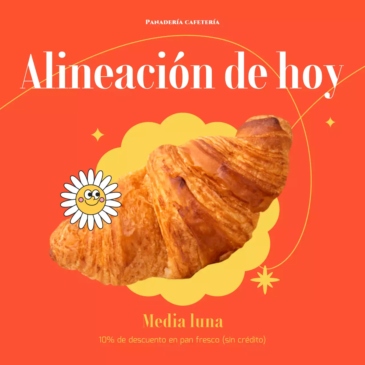 La alineación naranja y amarilla de la panadería para el día