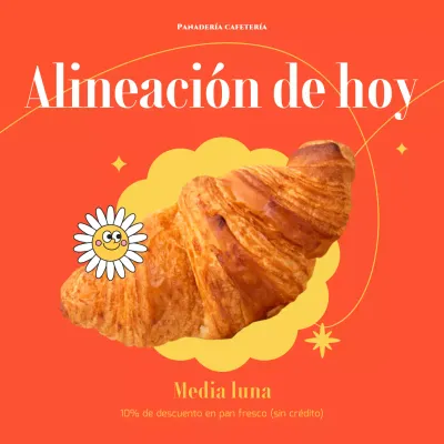 La alineación naranja y amarilla de la panadería para el día