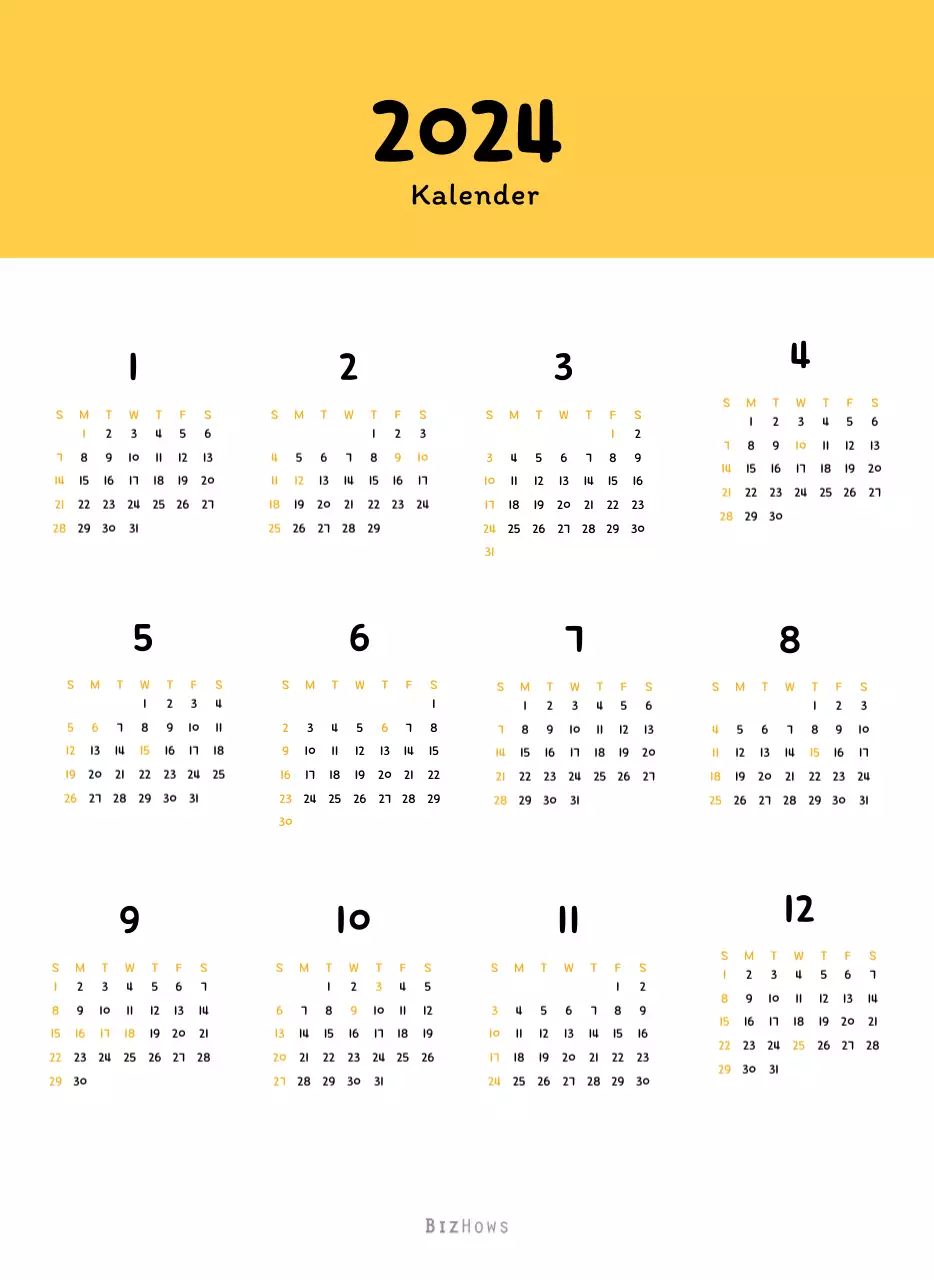 Neujahrskalender mit niedlichen Illustrationen