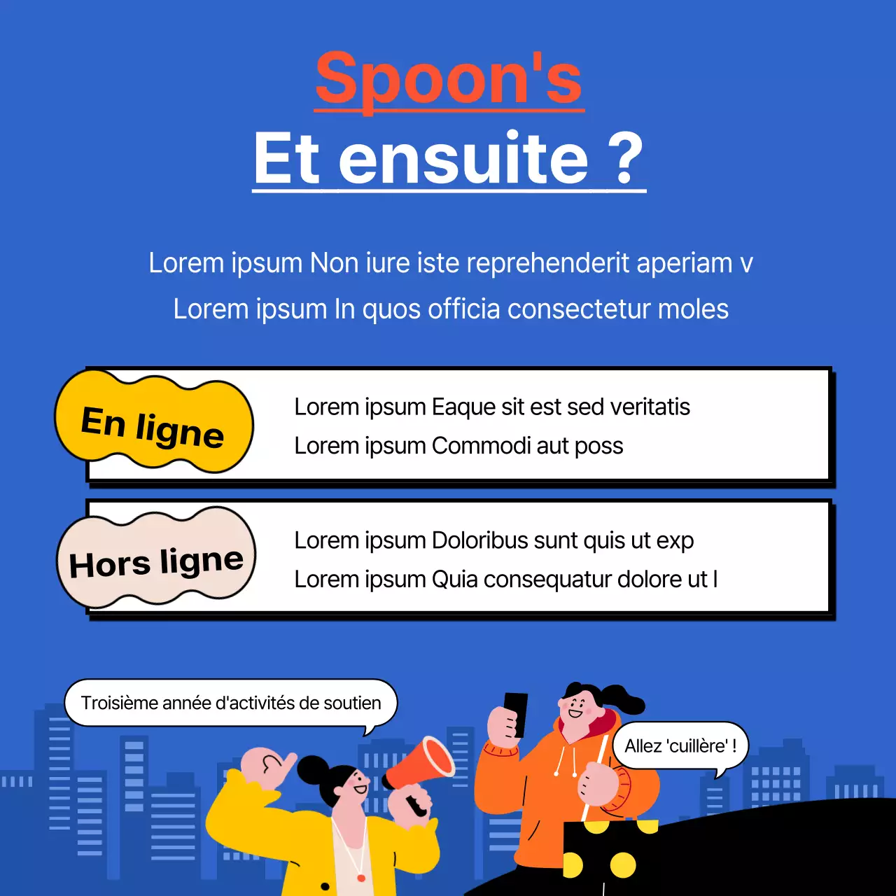 Illustration bleue et orange des partisans de la Gen MZ