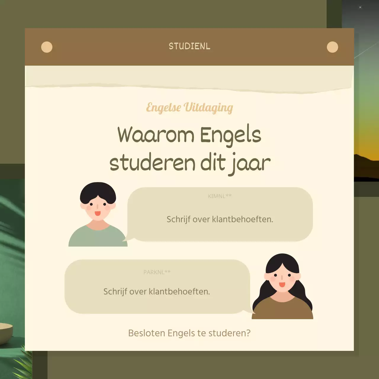 New Year's English Habits Challenge in Bruin en Groen