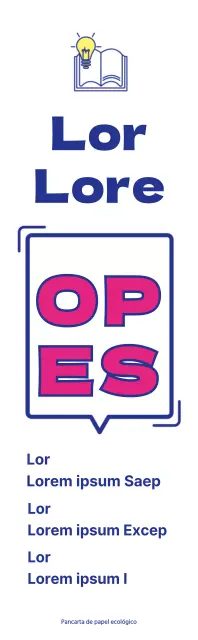 Anunciar la apertura de una biblioteca con un sencillo concepto de texto burbuja en azul marino y morado.