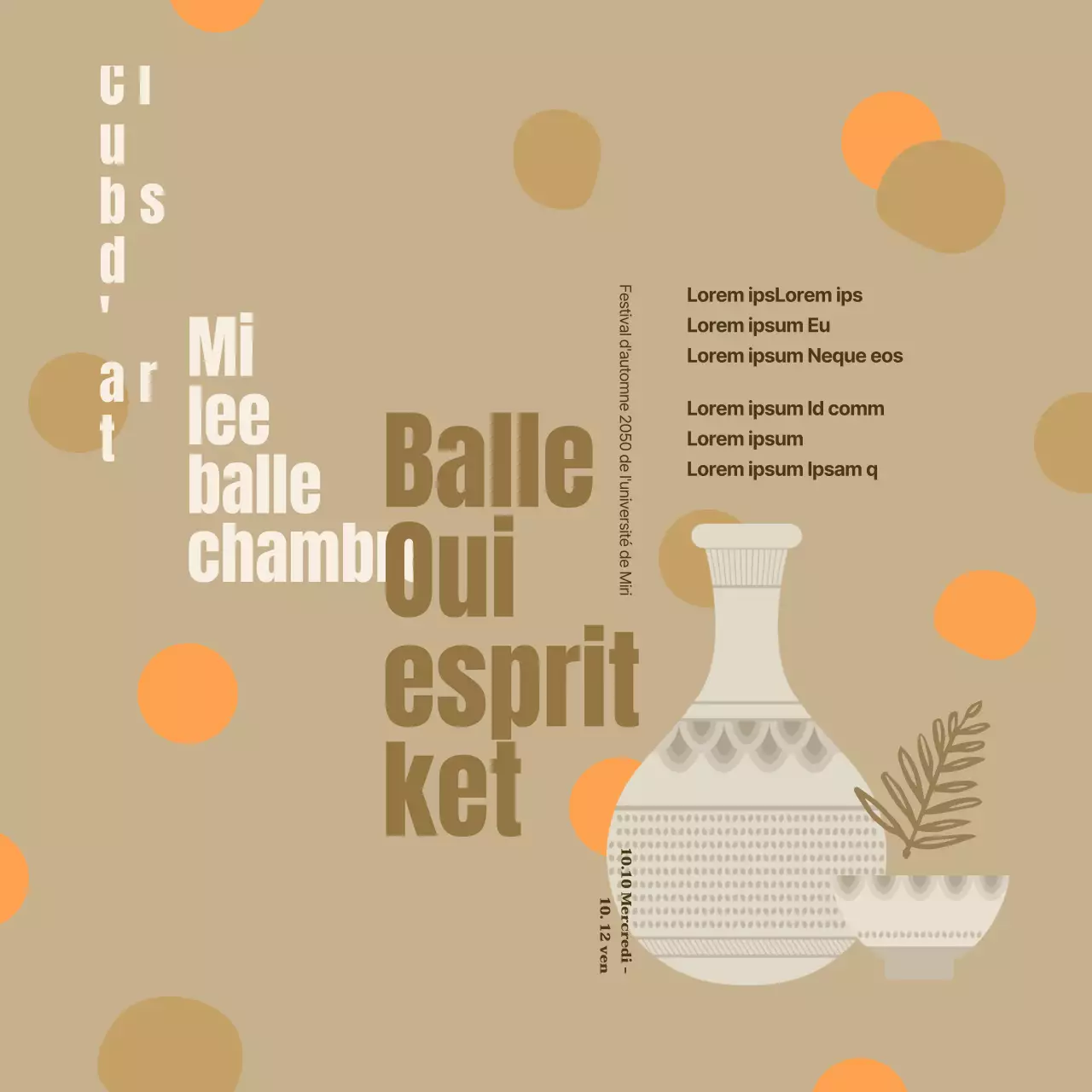 Club d'artisanat minimaliste en orange et beige pour promouvoir l'organisation d'un festival d'art