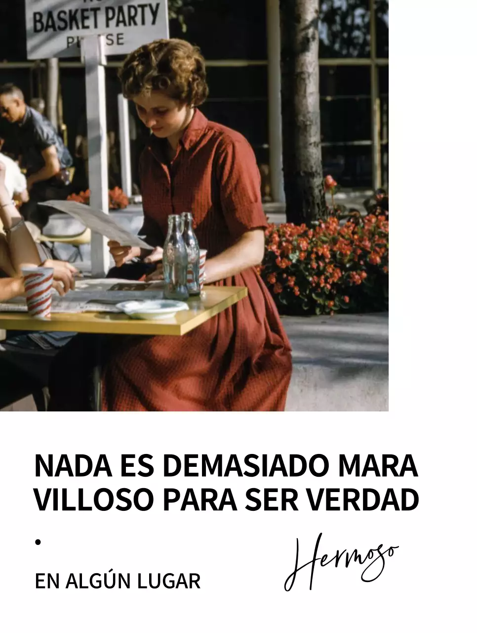 Mercancía sencilla con texto en negro y fotos de época