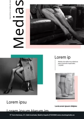 Promociona las medias con una foto en blanco y negro de medias turquesas y rosas
