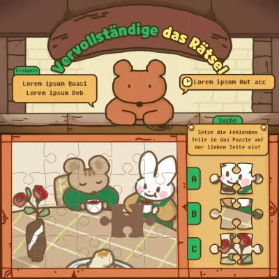 Niedliches braunes und grünes spielähnliches Puzzlespiel