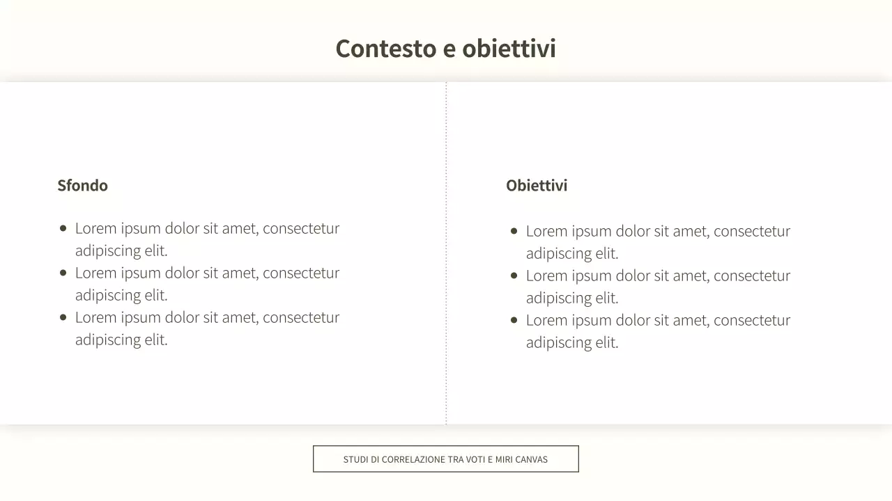 Una presentazione in carta bianca, ordinata, minimalista ed essenziale.