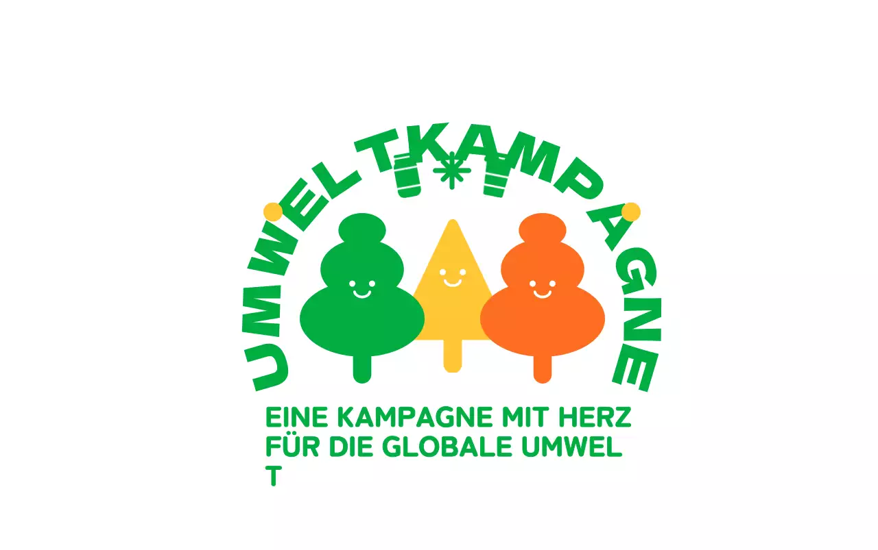 Entwerfen Sie eine Umweltkampagne mit einer Illustration eines niedlichen grünen Baums