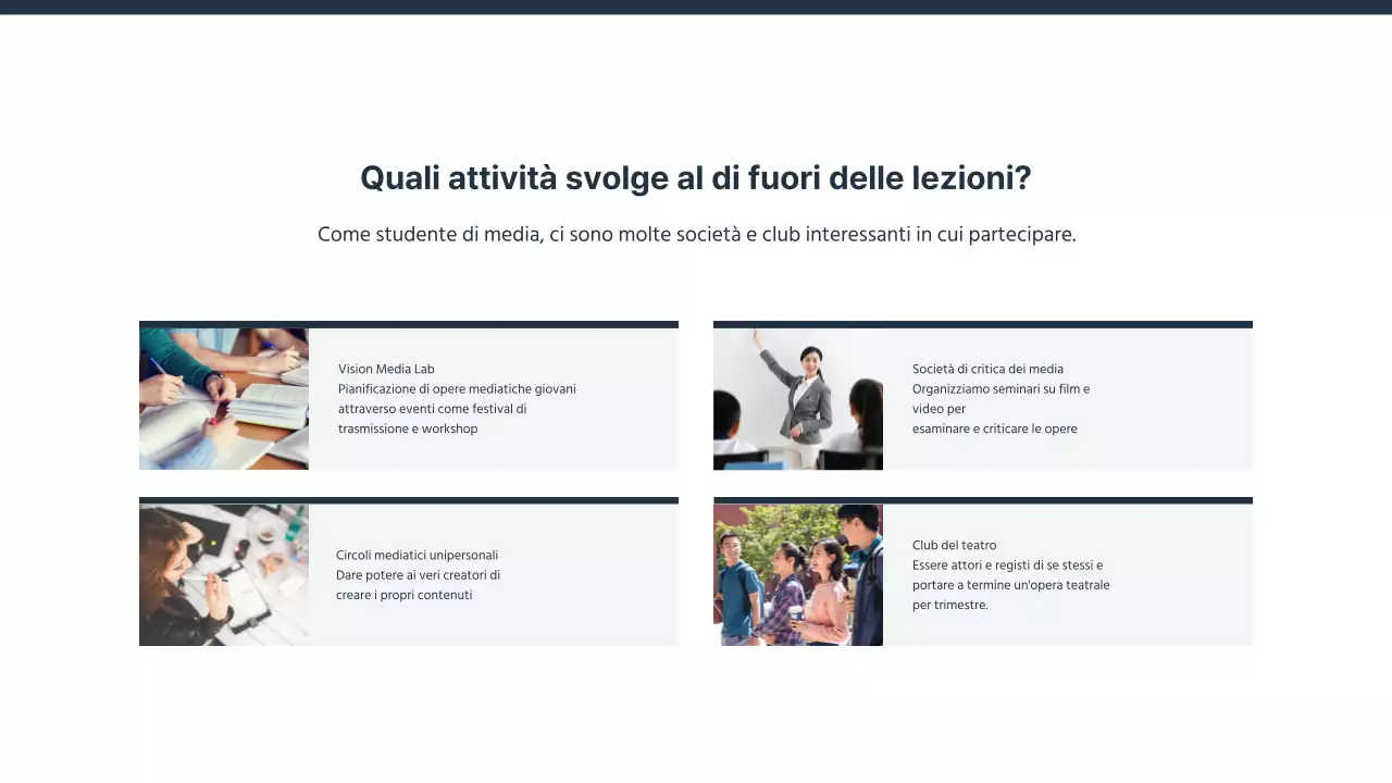 Una semplice presentazione di introduzione al dipartimento di relazioni pubbliche di un'università in giallo e blu.