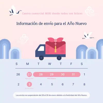 Aviso de entrega del Año Nuevo Lunar rosa coreano