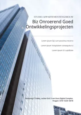 Promotieposter voor bedrijfsseminar met foto-accent in blauwe tinten