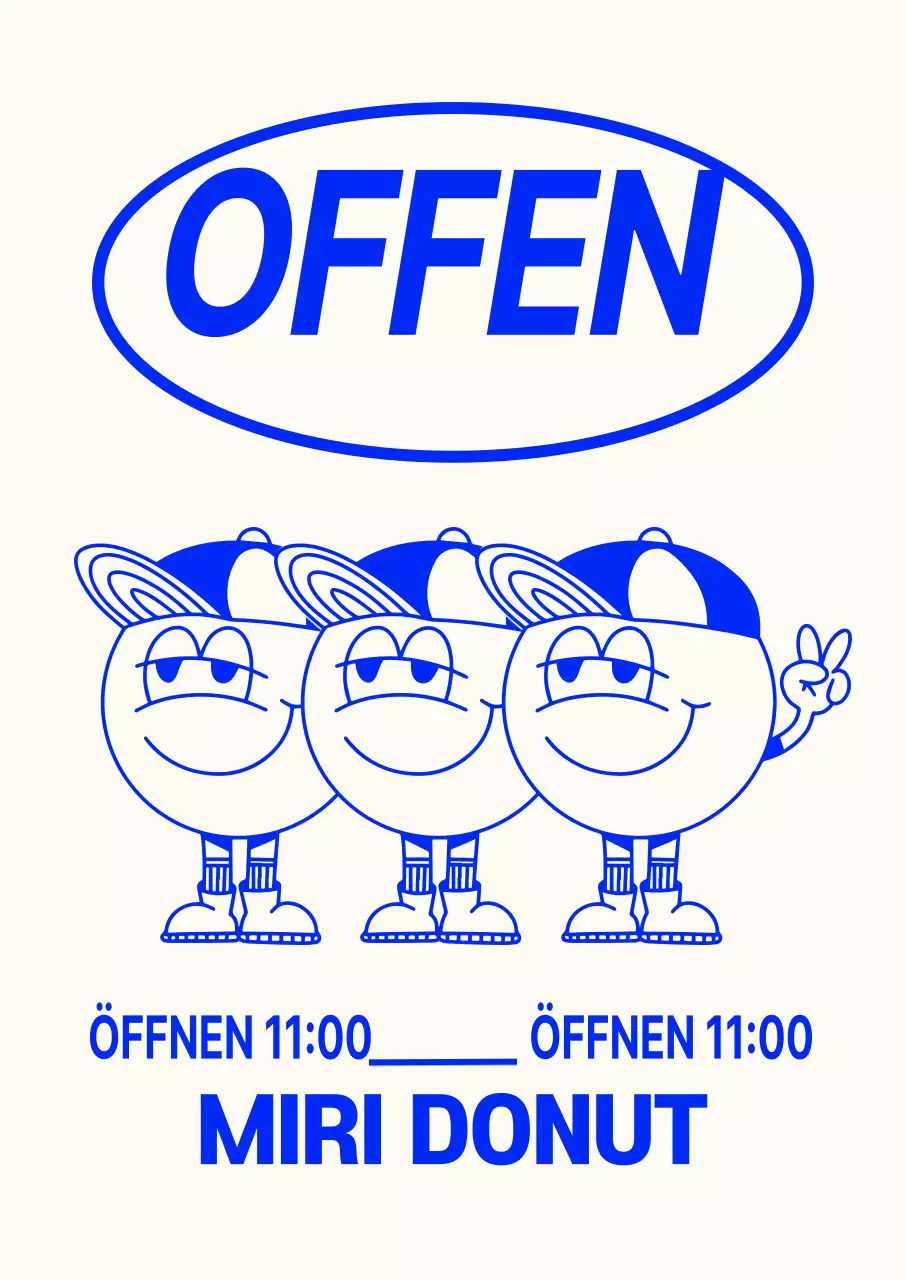 Cafe-Plakat in Elfenbein und Blau