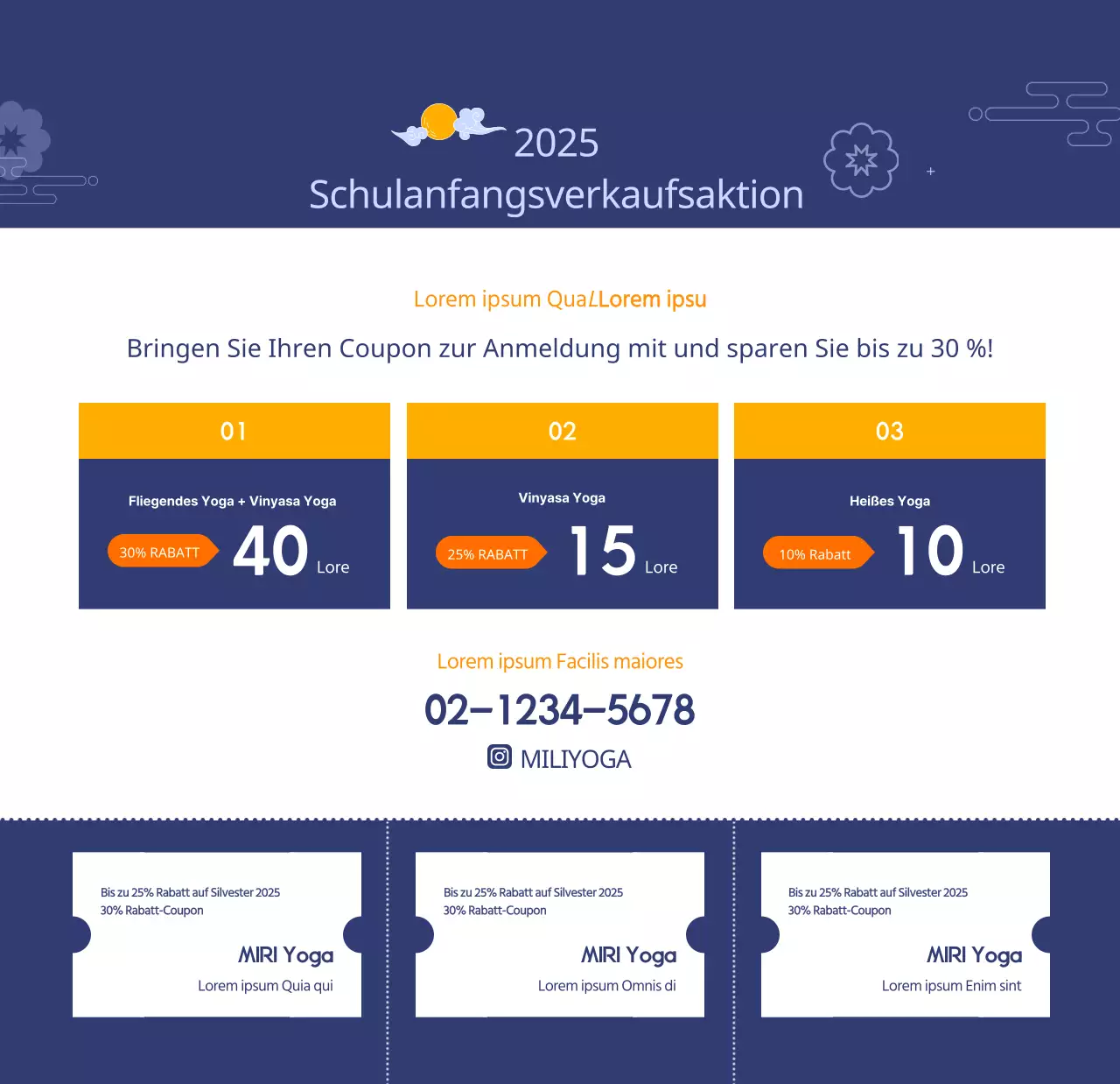 Orangefarbene Kalender zum Verschenken bei der Werbung für Ihr Yogastudio