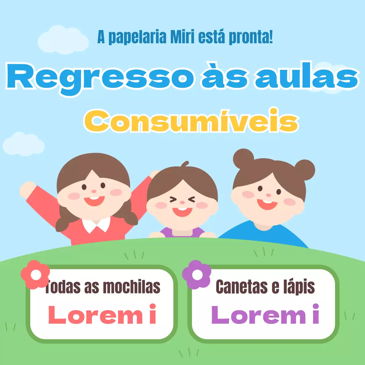 Anúncio de saldos de regresso às aulas com fundo verde claro