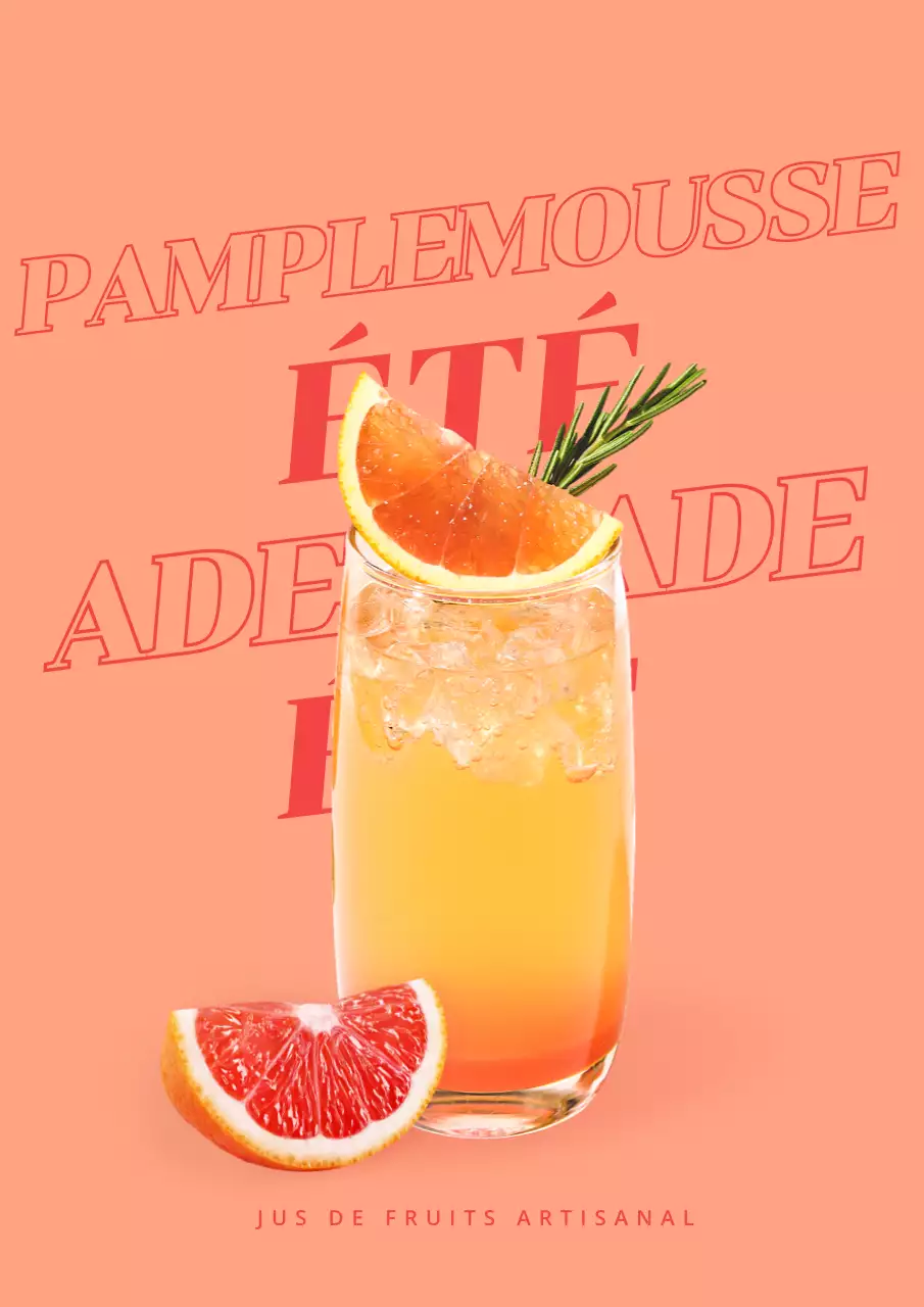 Carte des boissons d'été aux accents orange et rouge