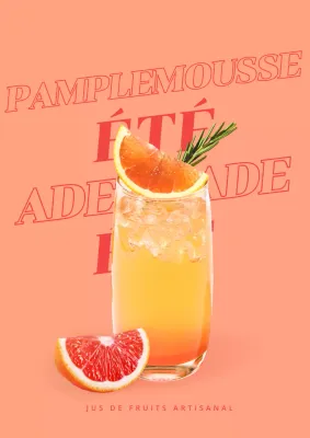 Carte des boissons d'été aux accents orange et rouge