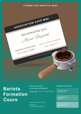 Turquoise Brown Cute 3D Bean Illustration Barista Training Class Recruitment Webposter