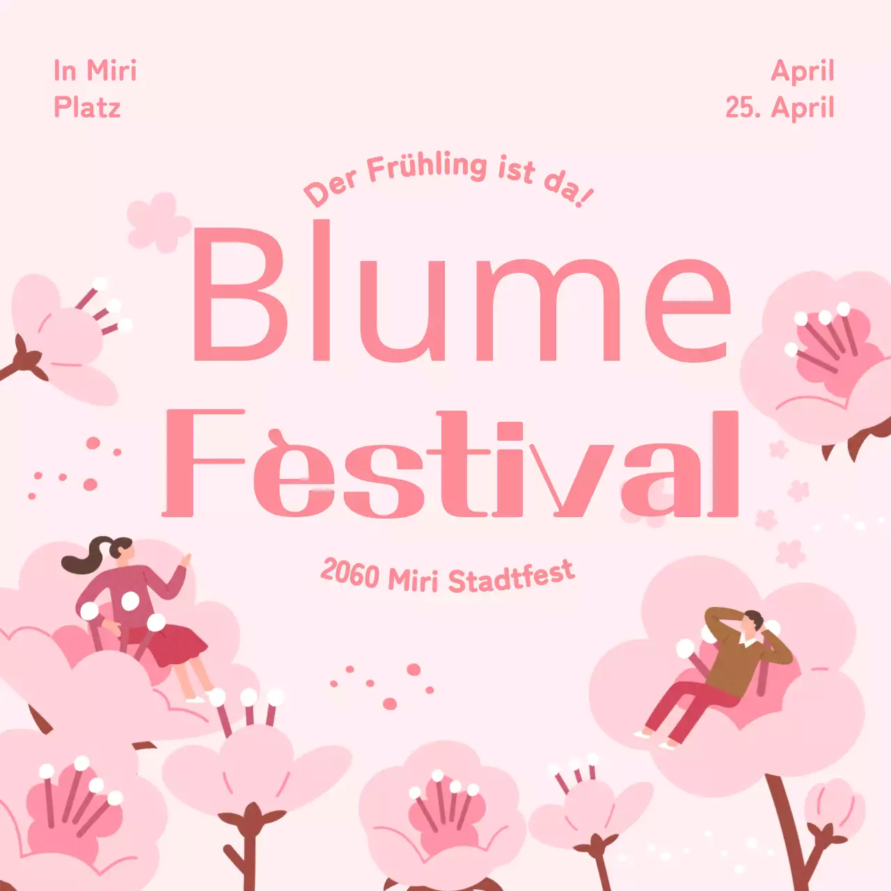 Rosa, emotionale Illustration zur Förderung des Kirschblütenfestes