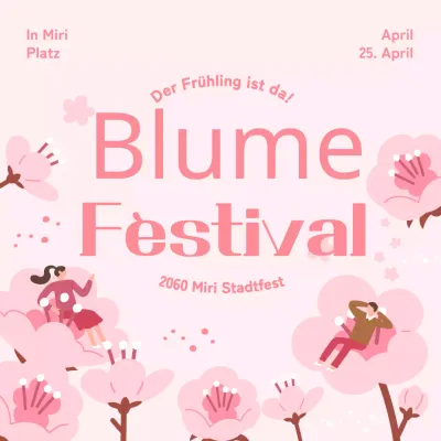 Rosa, emotionale Illustration zur Förderung des Kirschblütenfestes