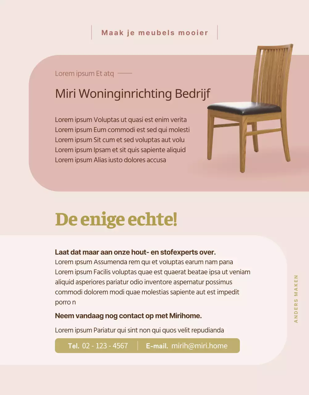 Promoot een warme, luxueuze meubelreparatie in pastelroze (detailpagina)