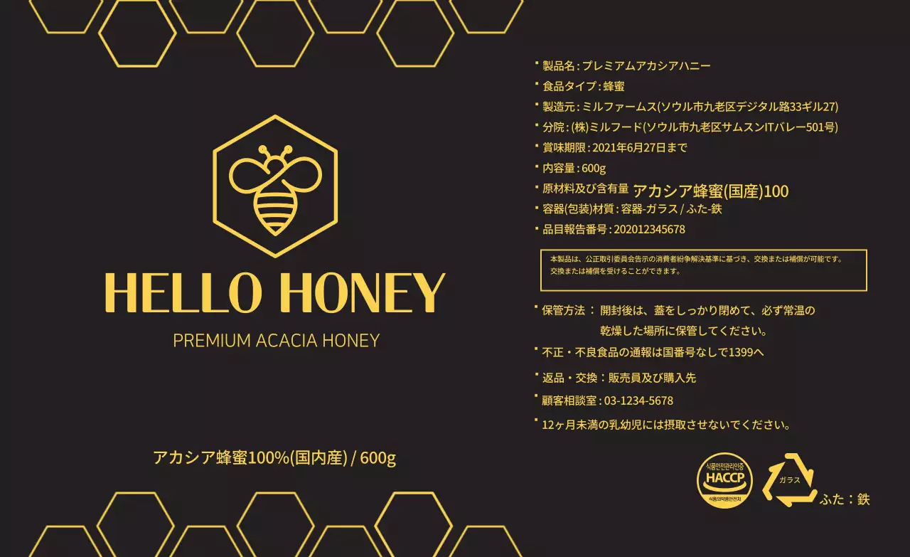 ハチミツ情報表示ステッカー